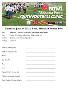 2022 youth football clinic registration & waiver